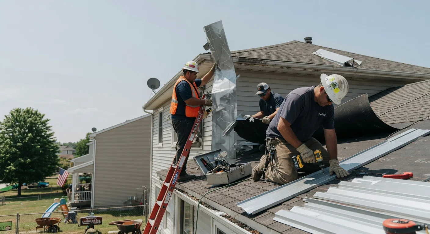 Storm Damage Metal Roof Repair in Cross Plains, IN